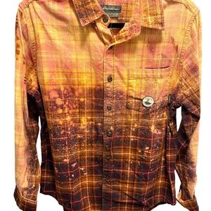Eddie Bauer Multicolor Plaid Reverse Dyed Flannel Shirt